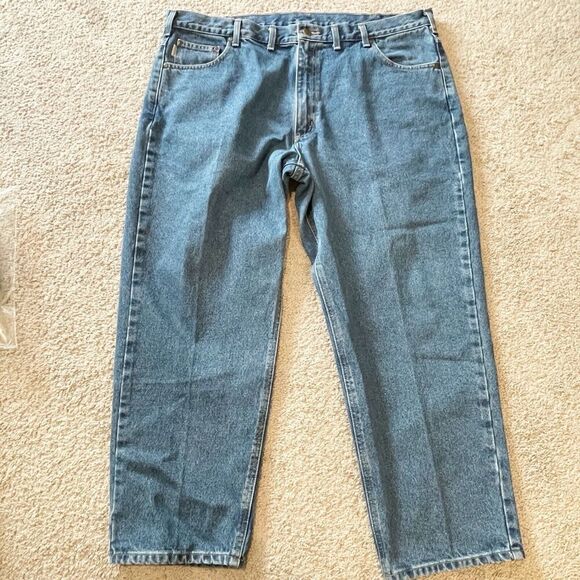 Carhartt Jeans Men 44x28 Blue Relaxed Straight Leg Causal Denim Logo - Picture 1 of 12